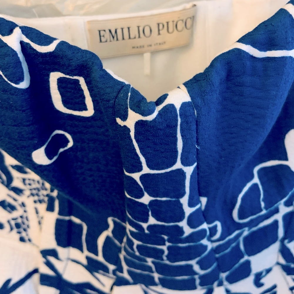 Emilio Pucci Vintage Party Dress Blue and White Cotton